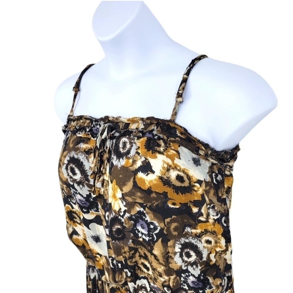 Blue Bird Floral Tank Top Romper Bohemian Rag Look Size M